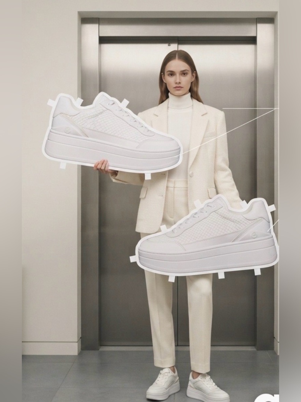Michael Kors White Platform Sneakers Women’s Size 9 Leather Lace Up FashionShoes - Picture 2 of 5
